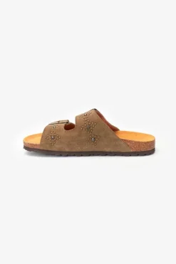 Le Temps des Cerises Mules Cloutees Naomie Kaki-Femme Chaussures