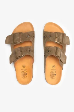 Le Temps des Cerises Mules Cloutees Naomie Kaki-Femme Chaussures