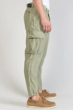 Le Temps des Cerises Pantalon Cargo En Lin Oddo Kaki Clair-Homme Pantalons & Chinos