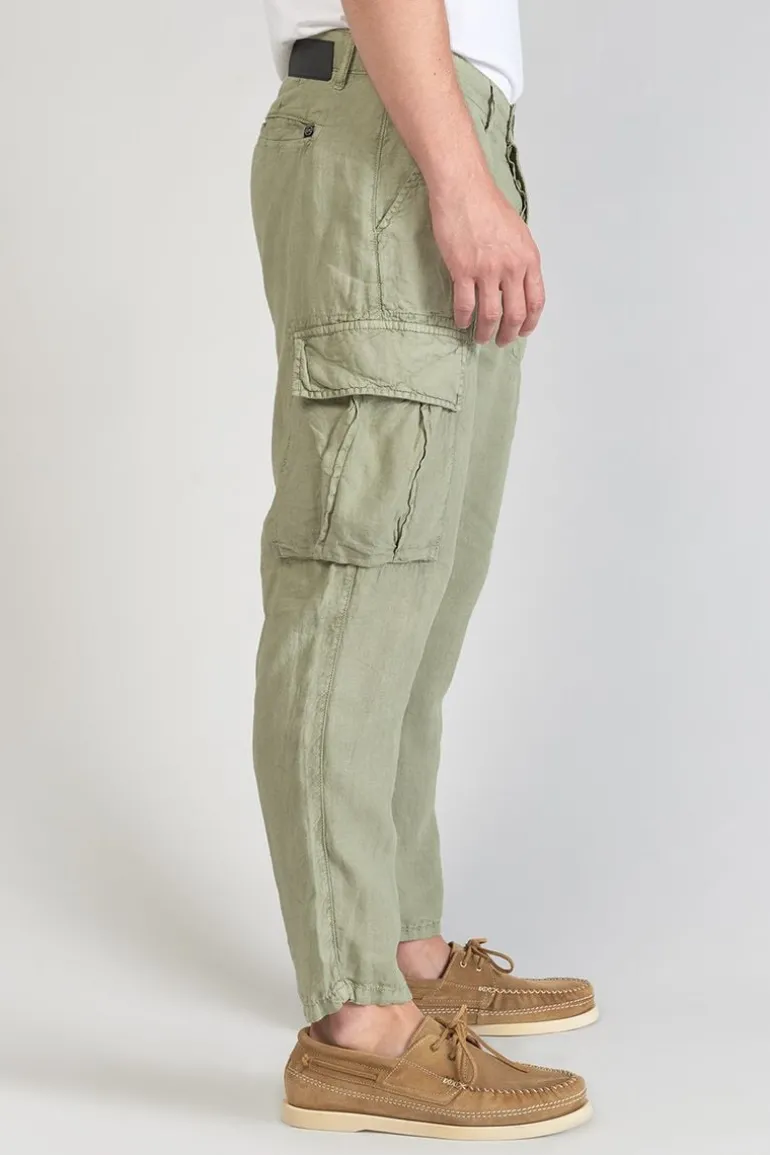 Le Temps des Cerises Pantalon Cargo En Lin Oddo Kaki Clair-Homme Pantalons & Chinos