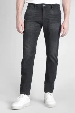 Le Temps des Cerises Pantalon Chino Dejean En Jeans Noir Delave-Homme Coupe Regular Confort