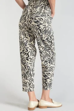 Le Temps des Cerises Pantalon En Lin Melange Rida A Motif Animalier-Femme Pantalons & Chinos