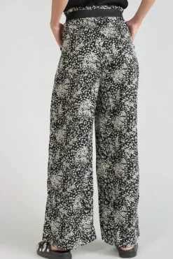 Le Temps des Cerises Pantalon Fluide Luisa A Motif Fleuri Noir Et Blanc-Femme Pantalons & Chinos