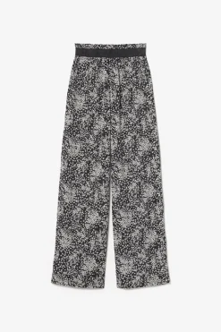 Le Temps des Cerises Pantalon Fluide Luisa A Motif Fleuri Noir Et Blanc-Femme Pantalons & Chinos