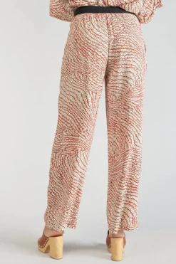 Le Temps des Cerises Pantalon Fluide Yesa A Motif Orange Et Noir-Femme Pantalons & Chinos