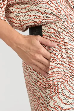 Le Temps des Cerises Pantalon Fluide Yesa A Motif Orange Et Noir-Femme Pantalons & Chinos