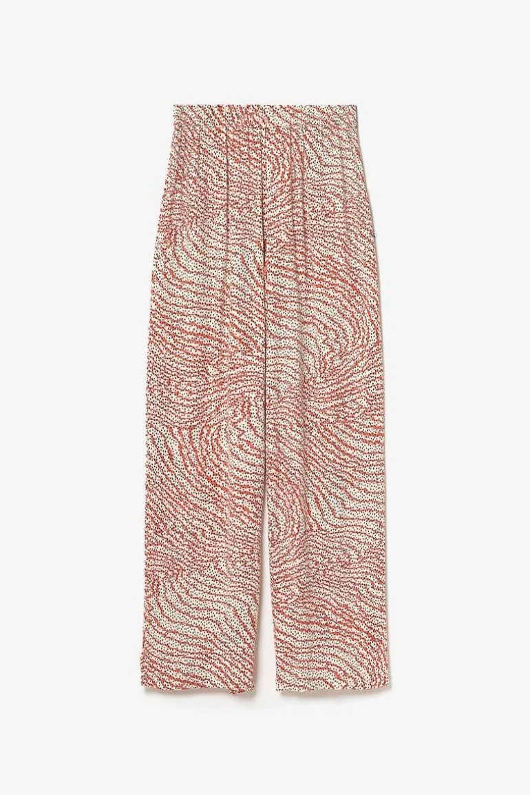 Le Temps des Cerises Pantalon Fluide Yesa A Motif Orange Et Noir-Femme Pantalons & Chinos