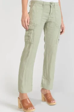 Le Temps des Cerises Pantalon Louisa En Lin Vert Amande-Femme Pantalons & Chinos