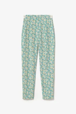 Le Temps des Cerises Pantalon Rani A Motif Fleuri Vert Et Bleu-Femme Pantalons & Chinos