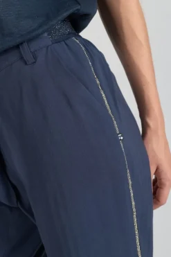 Le Temps des Cerises Pantalon Reydel Bleu Marine A Fermeture Asymetrique-Femme Pantalons & Chinos