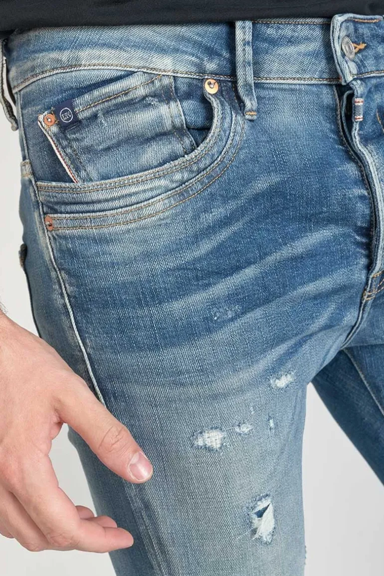 Le Temps des Cerises Perier 900/16 Tapered 7/8Eme Jeans Destroy Vintage Bleu N°4-Homme Coupe Tapered