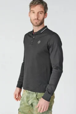 Le Temps des Cerises Polo Manches Longues Ronan Noir-Homme T-Shirts & Polos