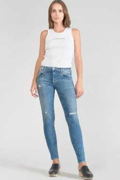 Le Temps des Cerises Pounche Power Skinny 7/8Eme Jeans Destroy Bleu N°3-Femme Coupe Skinny