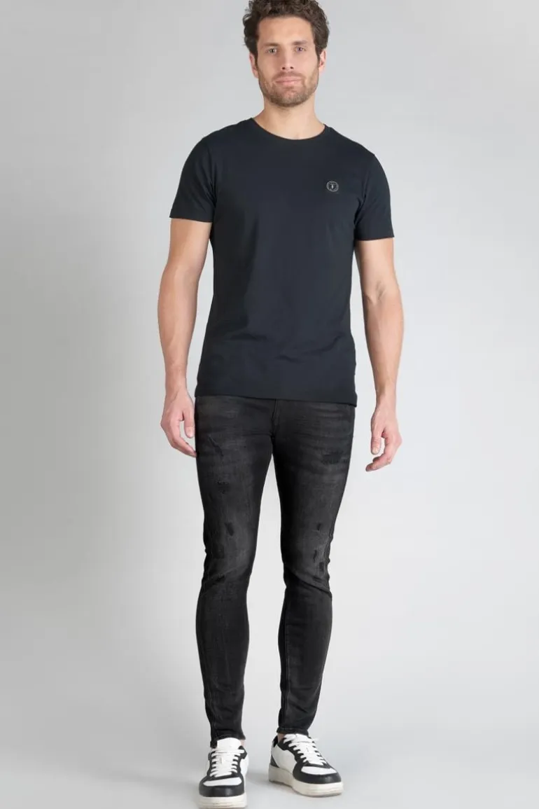 Le Temps des Cerises Power Skinny 7/8Eme Jeans Destroy Noir N°1-Homme Coupe Skinny