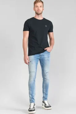 Le Temps des Cerises Power Skinny 7/8Eme Jeans Destroy Bleu N°4-Homme Coupe Skinny