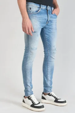 Le Temps des Cerises Power Skinny 7/8Eme Jeans Destroy Bleu N°4-Homme Coupe Skinny
