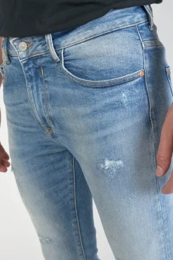 Le Temps des Cerises Power Skinny 7/8Eme Jeans Destroy Bleu N°4-Homme Coupe Skinny
