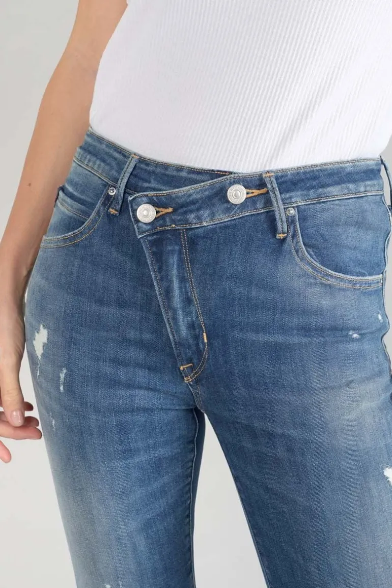 Le Temps des Cerises Power Skinny Taille Haute 7/8Eme Jeans Destroy Bleu N°2-Femme Coupe Skinny