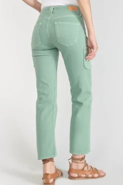 Le Temps des Cerises Precieux Taille Haute 7/8Eme Jeans Vert D'Eau-Femme Coupe Regular