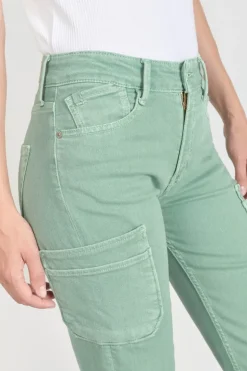 Le Temps des Cerises Precieux Taille Haute 7/8Eme Jeans Vert D'Eau-Femme Coupe Regular