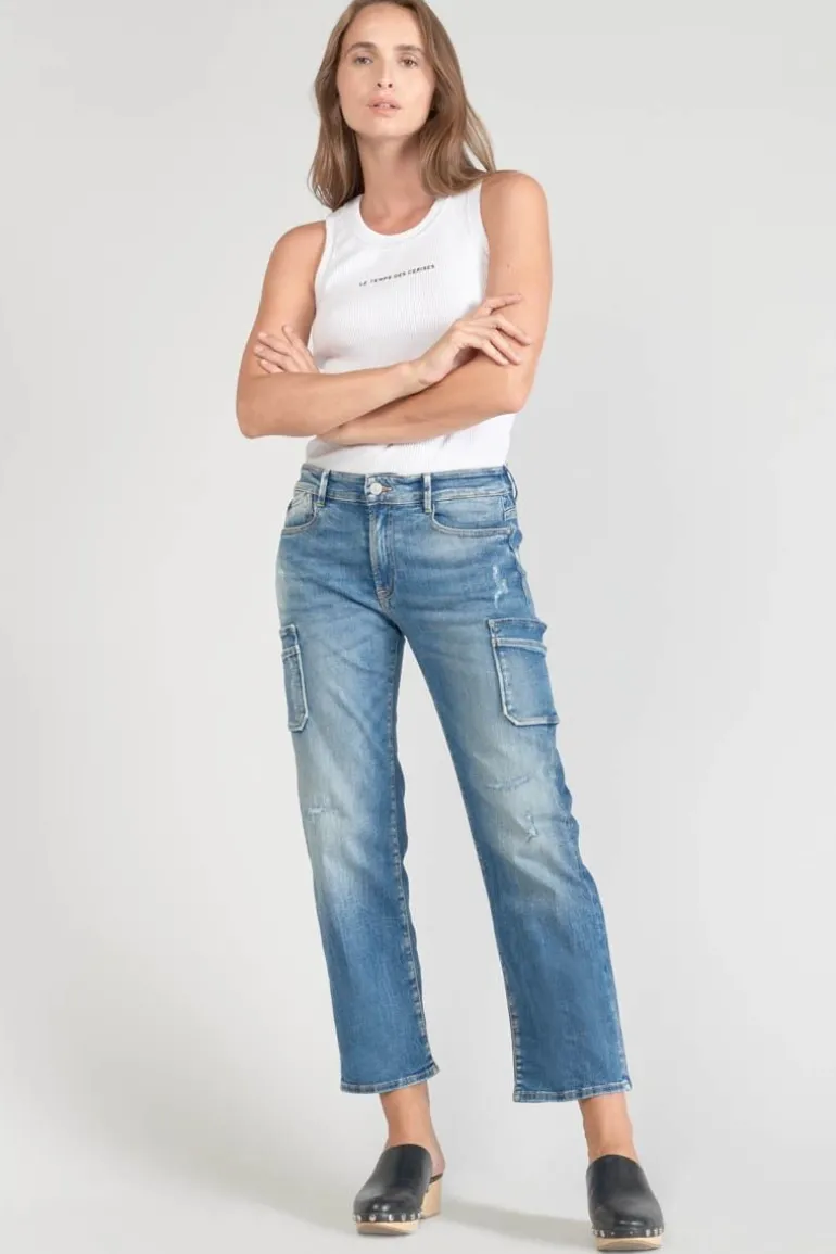 Le Temps des Cerises Precieux Taille Haute 7/8Eme Jeans Destroy Bleu N°3-Femme Coupe Regular