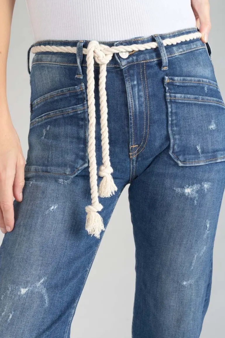 Le Temps des Cerises Pricilia Taille Haute 7/8Eme Jeans Destroy Bleu N°2-Femme Coupe Regular