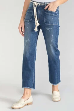 Le Temps des Cerises Pricilia Taille Haute 7/8Eme Jeans Destroy Bleu N°2-Femme Coupe Regular