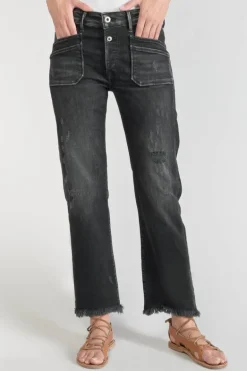 Le Temps des Cerises Pricilia Taille Haute 7/8Eme Jeans Destroy Noir N°1-Femme Coupe Regular