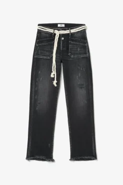 Le Temps des Cerises Pricilia Taille Haute 7/8Eme Jeans Destroy Noir N°1-Femme Coupe Regular