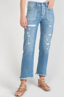 Le Temps des Cerises Pricilia Taille Haute 7/8Eme Jeans Destroy Bleu N°4-Femme Coupe Regular
