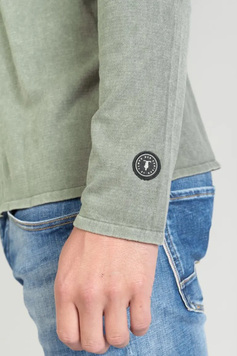 Le Temps des Cerises Pull Bivor Kaki Delave-Homme Pulls & Cardigans