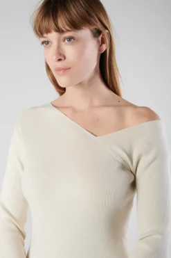 Le Temps des Cerises Pull Lina Asymetrique Sable-Femme Pulls & Sweats & Cardigans