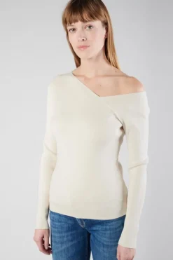 Le Temps des Cerises Pull Lina Asymetrique Sable-Femme Pulls & Sweats & Cardigans