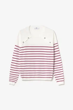 Le Temps des Cerises Pull Mareva Mariniere Prune-Femme Pulls & Sweats & Cardigans