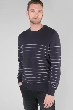 Le Temps des Cerises Pull Vogel Bleu Nuit A Rayures-Homme Pulls & Cardigans