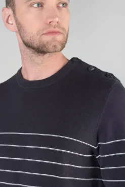 Le Temps des Cerises Pull Vogel Bleu Nuit A Rayures-Homme Pulls & Cardigans