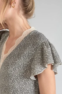 Le Temps des Cerises Robe Aliette A Motif Et Noir-Femme Robes