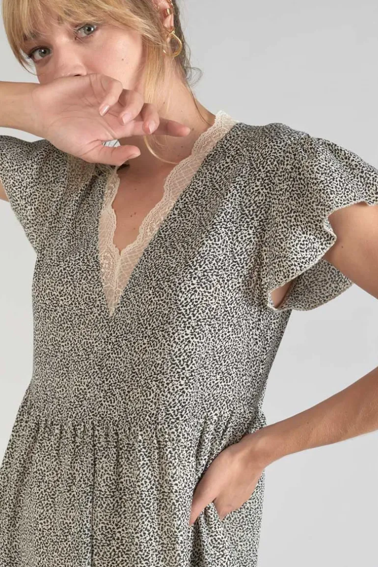 Le Temps des Cerises Robe Aliette A Motif Et Noir-Femme Robes