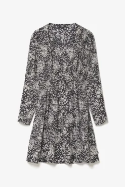 Le Temps des Cerises Robe Edwina A Motif Fleuri Noir Et Blanc-Femme Robes