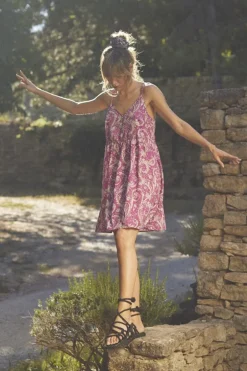 Le Temps des Cerises Robe Elden Violine A Motif Cachemire-Femme Robes