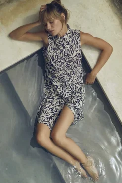 Le Temps des Cerises Robe En Lin Melange Muna A Motif Animalier-Femme Robes