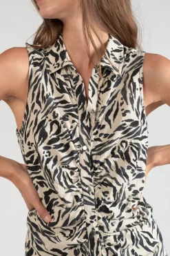 Le Temps des Cerises Robe En Lin Melange Muna A Motif Animalier-Femme Robes