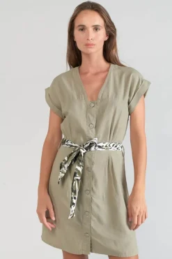 Le Temps des Cerises Robe Eourres Kaki Clair-Femme Robes