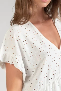 Le Temps des Cerises Robe Lia Ajouree Blanche-Femme Robes