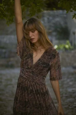 Le Temps des Cerises Robe Longue Amiel Imprimee Irisee-Femme Robes