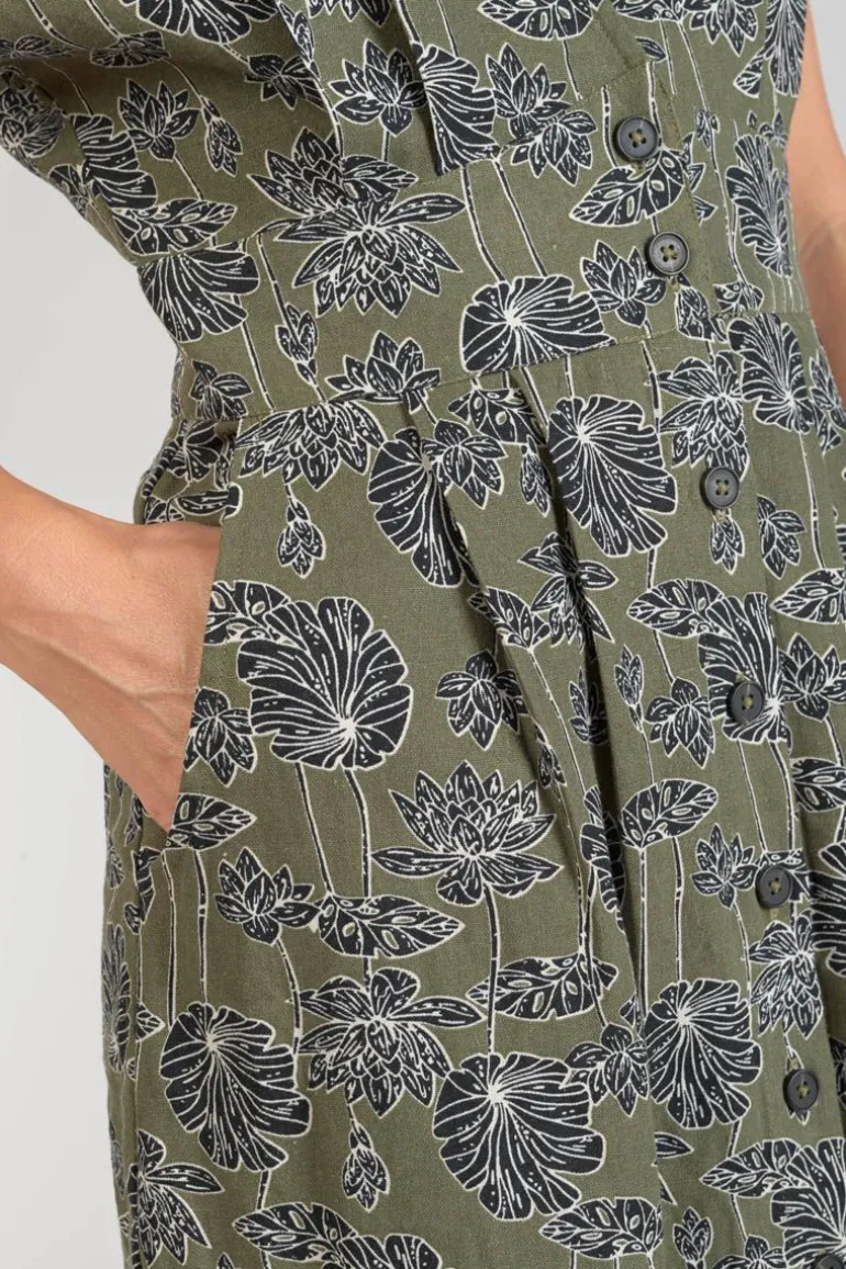 Le Temps des Cerises Robe Longue Croft Kaki A Motif Fleuri-Femme Robes