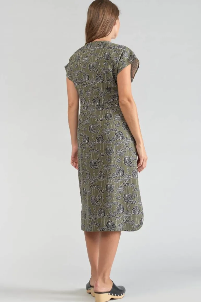 Le Temps des Cerises Robe Longue Croft Kaki A Motif Fleuri-Femme Robes