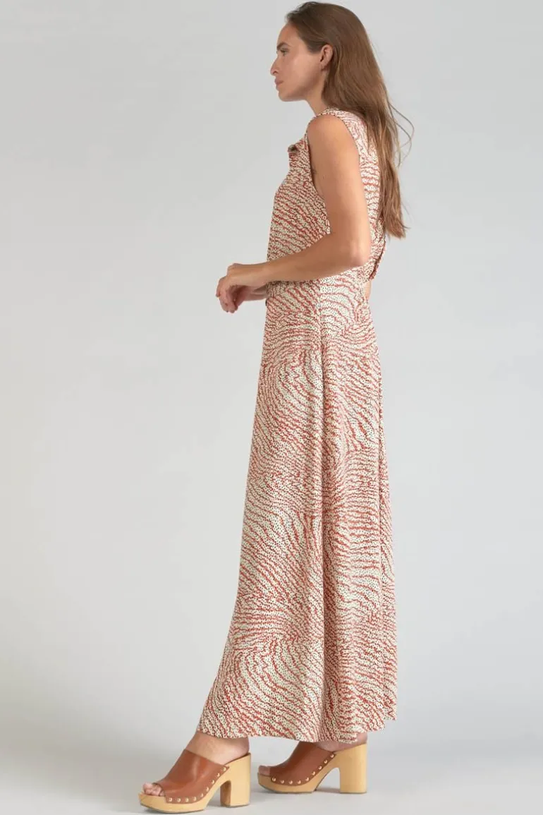 Le Temps des Cerises Robe Longue Cuoco A Motif Orange Et Noir-Femme Robes