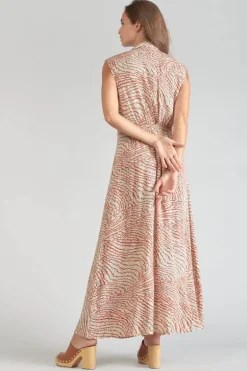 Le Temps des Cerises Robe Longue Cuoco A Motif Orange Et Noir-Femme Robes