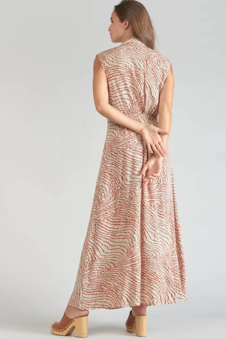 Le Temps des Cerises Robe Longue Cuoco A Motif Orange Et Noir-Femme Robes
